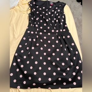 Plus size Vince Camuto pink and black polka dot dress